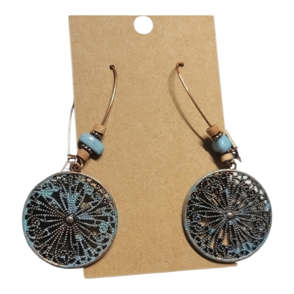 Jewelry - NWOT bohemian style turquoise and bronze earrings